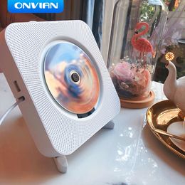 CD Player Onvian Wall Mounted Surround Sound FM Radio Bluetooth USB MP3 Disc Portable Music Remote Control Stereo S er 230403