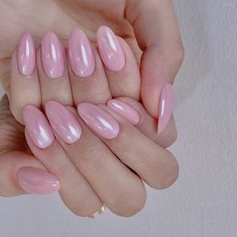 False Nails Pink Solid-Color Almond Fake Durable And Never Splitting For Women Girl Nail Salon