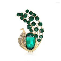 Brooches Rhinestone Peacock For Women Animal Pin Elegant Accessories Green Cubic Zircon Brooch