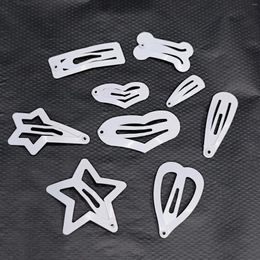 Hair Accessories 50PCS 2.5cm 3cm Mini White Star Heart Clips Metal Geometric Hairpins For Nurses Hairgrips Side Slide