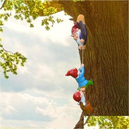 Garden Decorations Climbing Gnome Scpture Cartoon Tree Dwarf Decor Statue Landscape Lawn Elf Figurine Decoration Dhnky