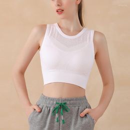 Yoga Outfit Sports Underwear All-in-one Cup Medium Support Running Fitness Vest Gathered Breathable Mesh Clothing Bra