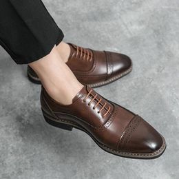 Dress Shoes Black Men Derby Round Toe Lace-up Brown Formal Business Handmade Mens Size 38-46