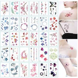 Temporary Tattoos 30pcs/Set Fresh Style Small Flowers Waterproof Temporary Tattoo Sticker for Adults s Women Body Art Water Transfer Fake Tatoo Z0403