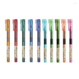 Pcs/lot Straight Liquid Gel Pen Colorful Ink Roller 0.5mm Rollerball Pens Artistic Font School Office Stationery