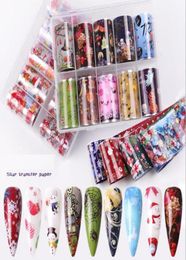 chrismas stickers 10 Rolls Nail Foils Mixed Nail Art Stickers Colorful Transfer Foil Butterfly Wraps Adhesive Decals Paper Nails D1577976