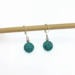 Dangle Earrings 12mm Coin Shape Turquoise Earring FoLisaUnique On Silver Lever Back Ear Jewellery For Women Girl Gift