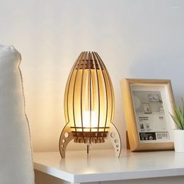 Table Lamps Modern Remote USB Wooden Rocket Shape Bedroom Bedside Living Room Study Desk Home Decor Led Night Lights