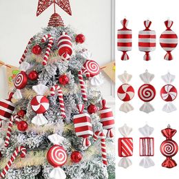 Christmas Decorations 9pcs Lollipop Candy Cane Hanging Pendant Xmas Tree Ball Ornaments for Home Navidad Decor 2024 Year Gift 231102