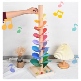 Baby Wooden Spelling Building Blocks Petal Tree Toy Rainbow Ball Children's Small Track Educational Toy for Kids Gift