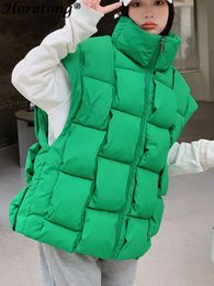 女性のベストホレトン秋の冬のノースリーブジャケット女性韓国のファッションコットンがパッドダウンしたベスト緩い暖かい厚いジッパーチッパー230403