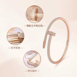 Gold Bracelet Nail Designer Bangles for Women and Men Diamond bracelet with diamond inlay simple rose gold colored nail gift starry logo