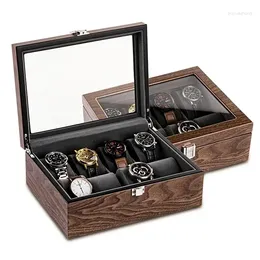 Watch Boxes Walnut Wood Box Organizer With Glass Window Wooden Display Luxury Case Storage Holder For Men