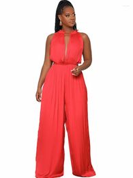 Ethnic Clothing African For Women Jumpsuits Summer Satin Tube Top Deep V Sleeveless Straight Jumpsuit Wide-leg Romper Robe Africaine