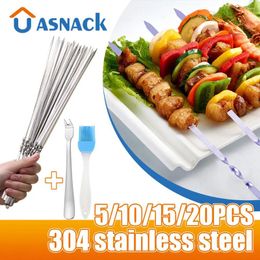 Tools 5/10/20Pcs Stainless Steel Barbecue Skewer Reusable BBQ Skewers Kebab Iron Stick For Outdoor Camping Picnic Cooking