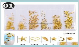 Nail Salon Health Beautynail Art Decorations Dapai Thin Aessories Summer Shell Slider Studs Mixed 3D Diy Hollow Metal Frame Gold7747942