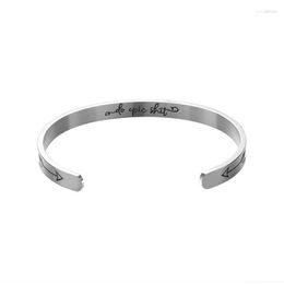 Bangle Fashion White 6MM Opening Bracelet For Women Lettering Stainless Steel Simple Inspirational Trinket