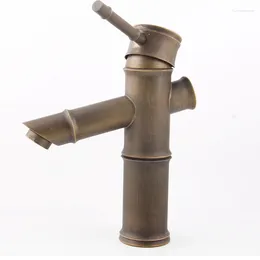 Bathroom Sink Faucets Antique Bronze Colour Solid Brass Bamboo Faucet Mixer Tap Single Hole /Handle Deck Mounted