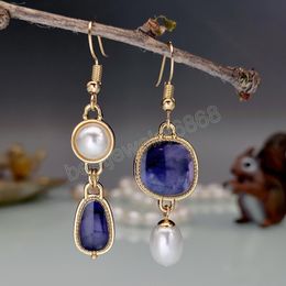 Vintage Gold / Silver Colour Dark Purple Stone Drop Dangle Earrings For Women Banquet Party Jewellery Charming Gift