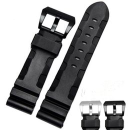 Rubber Band For Panerai Watch Silicone Strap Wrist Watchbands Black 24 26mm2521