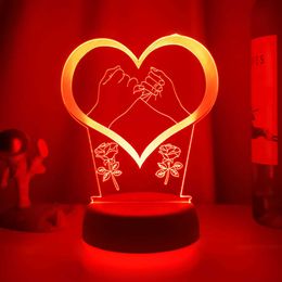Night Lights 3D LED Night Light 7 Color Changing RGB Remote Control Dimmable or Touch Lamp Portable Table Bedside Lamps USB or AA Night Lamp P230331