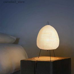 Desk Lamps Japanese Rice Paper Lantern LED Table Lamp Bedroom Bedside Desk Light Wabi Sabi Handmade for Living Room Study Read Home Decor Q231104