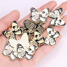 Charms 10Pcs Alloy Enamel Skull Pattern Butterfly Charm For Jewellery Making Gothic Style Necklace Keychain Accessories Diy Supplies