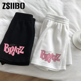 Womens Shorts Elastic waist casual beach party hanbok size high letter cute printed sports shorts female summer Y2k 230403