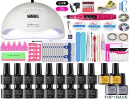 Nail Art Kits Set UV LED Lamp Dryer With 12 Pcs Gel Polish Kit Soak Off Manicure Tools Electric Drill2560081