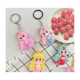 Arts And Crafts Keychains Mermaid Princess Doll Key Creative Bag Pendant Plastic Car Drop Delivery Home Garden Dhe5X