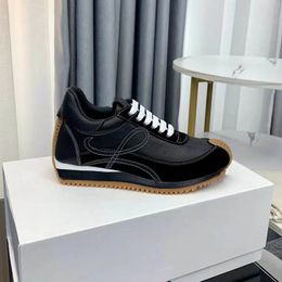 Mens Womens Luxury Casual Shoes Classic Forrest Gump Shoes Flow Runner In Nylon Suede Lace Up Sneaker Soft Upper Honey Rubber Wave Sole flow sneaker 08