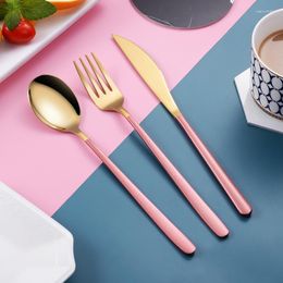 Dinnerware Sets Fashion Gold Portable Tableware Set Reusable Utensils Metal Luxury Nordic Knife And Fork Vaisselle Kitchen Supplies BK50CJ