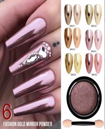 Ellwings Gold Nail Powder 6 Colors 1g Magic Mirror Effect Nails Art Decorations Chrome Pigments Powder DIY for Salon Design3714187