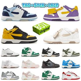 with box out of office sneaker OOO Low Tops Calf Leather Luxury designer shoes women mens shoes Navy Blue Light Grey Black White Purple Yellow Sand White trainers