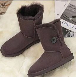 Stivali da neve con bottone Baily da donna 5803 5825 5815 Stivaletto in shearling Casual Morbido e confortevole per tenere al caldo stivali scarpe con sacchetto per la polvere in scatola Bellissimi regali uggit #787