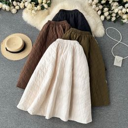 Skirts Korean Style Skirts Autumn High Waist Elastic Jupe A-line Black Mujer Faldas Long Bust Skirt Casual Women's Direct 230403