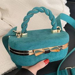 Evening Bags Brand Fasahion Women Box Crossbody Blue Small Messenger Bag Clutch High Quality Suede Handbag Party