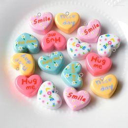 Charms 10pcs Resin Multilayer Love Macaron Flower Letters HUG ME Sweet Cute Pendant For Earring Keychain Diy Jewellery Make