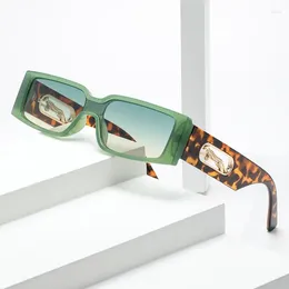 Sunglasses Vintage Rectangle Fashion Women Designer Square Sun Glasses Men Leopard Punk Eyeglasses Shades UV400