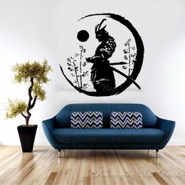 Wall Stickers Japanese Warrior Pattern Samurai Wall Decal Vinyl Modern Home Decoration Children's Boys Youth Bedroom Decal Game Room Mural S276 230403