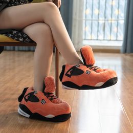 Cute plush spoof fat shoes coconut couple cotton slippers back to the future home floor buckle aj cotton shoes