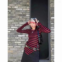 Women's Sweaters Punk Style Sexy Slim Fit Striped Knitwear Pullovers Women Tops Autumn And Winter Spicy Girls Clothing