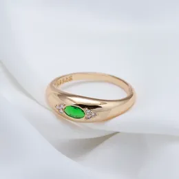 Cluster Rings Kinel Emerald Oval Cut Natural Zircon Ring For Women 585 Rose Gold Colour Fashion High Quality Daily Fine Wedding Jewellery