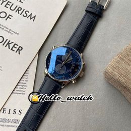 Limited New Chase Second IW371222 Blue Dial Miyota Quartz Chronograph Mens Watch Stopwtch Steel Case Leather Strap Gents Watches H3083