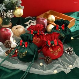 Christmas Decorations Velvet Drawstring Candy Bag Santa Claus Draw String Apple Bags DIY Xmas Gift For Home Merry Party Decoration