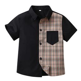 Kids Shirts Summer Boys' Shirt Children's Polo Short Sleeve Boys' Single Chest Cardigan Formal Top Baby Clothing 230403