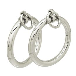 Polished shining stainless steel lockable wrist ankle cuffs bangle slave bracelet with removable O ring restraints set Y12182906