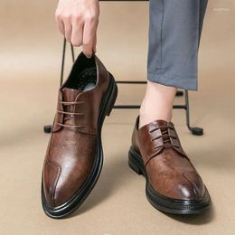 Dress Shoes Men's Leather Designer Brand Black Wed Shoe Lace Up Casual Business Oxfords Point Toe Office Formal Male B292