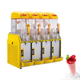 48L Four Cylind Slush Machine Commerical Snow Melting Machine Cold Drink Machine Yellow Smoothies Maker