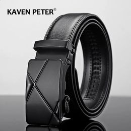 Belts Men Leather Belt Metal Automatic Buckle Brand High Quality Luxury Belts for Men Famous Work Business Black Cowskin PU Strap 231102